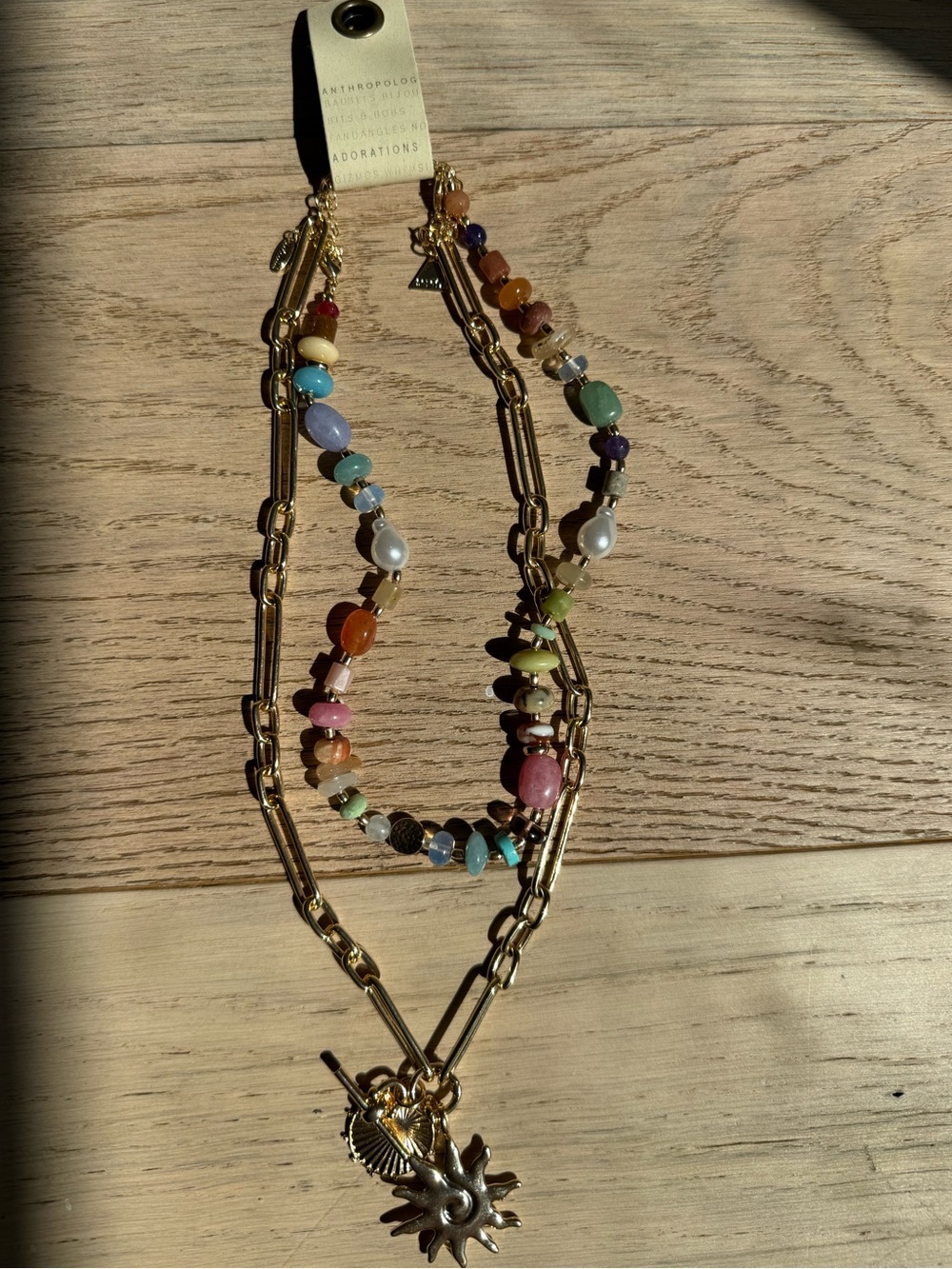 ANTHROPOLOGIE  Shades of the Sea Layered Necklaces, Set of 2: Charm Edition